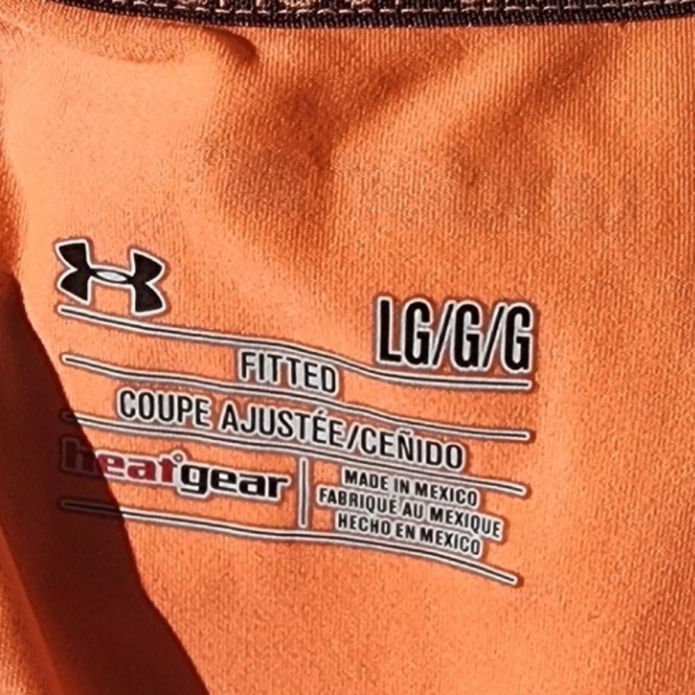 Under Armour Womens HeatGear Fitted Short Sleeve Athletic Shirt Orange Large - Picture 6 of 7